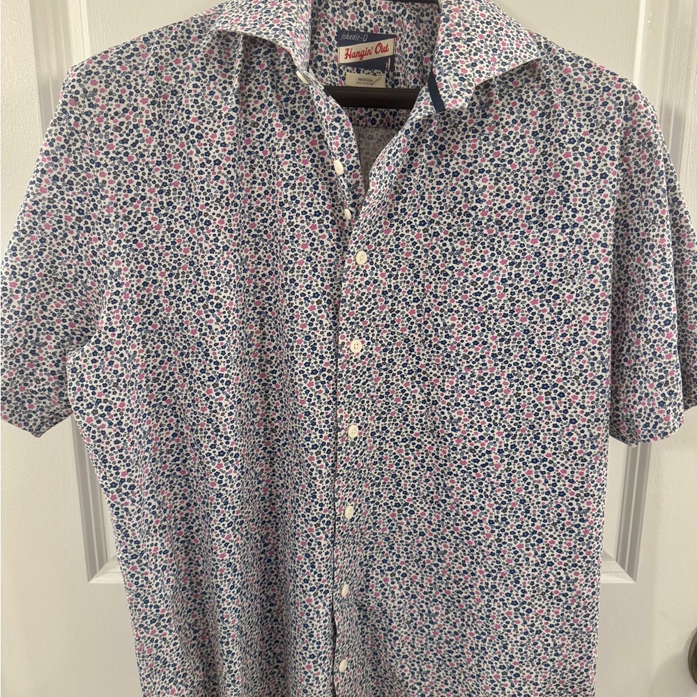 johnnie-O Blue and Pink Casual Button Down Shirt